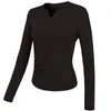 Top deportivo transfronterizo para mujer, cuello en V, elástico, de secado rápido, ropa de yoga, entrenamiento, manga larga, ropa ajustada adelgazante, ropa de fitness para otoño e invierno