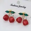 Pendientes Exquisitos de Fruta de Cereza Japoneses y Coreanos, Pendientes de Cereza de Diseño de Nicho Lindos y Dulces, Pendientes de Lujo Accesibles