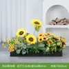 Flores Artificiales Paisajismo Girasol Flores Artificiales Valla Plantas Verdes Maceta Canaleta para Flores Separador de Girasol Decoración de Esquina Flores de Borde de Camino