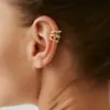 Brinco de Clipe para Orelha Elegante Europeu e Americano Transfronteiriço Ins Multicamadas Vazado para Mulheres Simples Aberto com Strass Microincrustado Brincos de Clipe para Cartilagem da Orelha