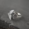 Anillo de Plata Tailandesa 925 Plata Tailandesa Vintage Antiguo Aro Abierto Anillo Moda Femenina Vintage Ajustable Étnico Hecho a Mano