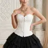 Corsé blanco strapless personalizado de comercio exterior con ballenas, top exterior adelgazante y reductor de abdomen