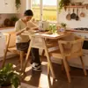 Mesa de Chá Móvel Sala de Estar Pequena Mesa de Jantar Mesa de Centro de Madeira Maciça Mesa de Cerimônia do Chá Apartamento Pequeno Uso Doméstico Cadeira de Rattan Trançado Combinação Conjunto de Três Peças