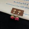 Pendientes de Flor Eterna Super Inmortal Mori Estilo Vintage Francés Pendientes de Flores Secas Naturales Nicho Lujo Ligero Gama Alta Oreja de Moda