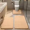 Juego de tres piezas de chenilla de color liso para baño y WC, alfombrilla de suelo antideslizante y absorbente de agua, felpudo para el hogar para la puerta del baño