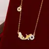 Collar Original de Moneda Koi para Mujer, Plata Pura, Estilo Artístico Retro Nuevo Chino Cadena para Clavícula de Ágata Roja con Colgante "Año de la Abundancia"
