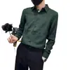 Camisa Masculina de Luxo Leve Manga Longa Estilo Coreano Tendência Slim Fit 2026 Nova Casual Descolada Camisa Temporada Primavera e Outono Top