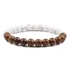 Pulseira de Contas de Madeira Zebra e Ágata com Design em Tons Terrosos Apresentando Contas de Ágata Pretas e Cinzas e Contas de Madeira Zebra Lindamente Esculpidas Ideal para Moda Estilo Boêmio Roupas Casuais e Cura Espiritual