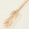 Nova corrente de cintura de metal decorativa simples para mulheres com fivela de folha da moda corrente elástica cinto fino atacado