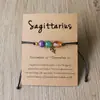 12 Pulseiras de Signos do Zodíaco, Pulseiras de Pedra Natural, Pulseiras Trançadas Ajustáveis, Pingentes, Pedra Olho de Tigre Ametista