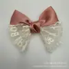 Grampo de Cabelo Laço Patchwork Renda Rosa Prendedor de Cabelo Presilha de Franja Clipe Duplo Clipe Lateral Broche Feminino