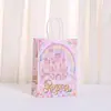 Serie Castillo Rosa de Ensueño Transfronterizo Bolsa de Papel Kraft Bolsa de Compras para Centro Comercial Bolsa para Empaquetar Regalos Bolsa de Papel para Dulces y Snacks