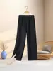 Nuevos estilos de invierno para mujeres de mediana edad: pantalones de moda y casuales, de corte holgado, cintura alta y pierna recta para primavera y otoño