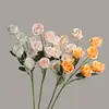 Flor Artificial com 6 Rosas Enroladas de Haste Alta, Decoração para Salão de Casamento, Arranjo de Flores para Sala de Estar em Casa, Flor Artificial Falsa para Atacado Transfronteiriço