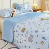 Funda de Cama de Vellón de Leche Engrosada Juego de Tres Piezas Uso por Ambos Lados Suave Agradable a la Piel Cubierta de Cama Corazón de Niña Protector de Colchón Protector de Cama