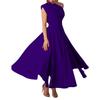 Moyashang Vestido Evasê de Verão Mais Vendido da Amazon, Moda Europeia e Americana, Feminino, Sem Mangas, Gola Diagonal, Cor Sólida, Acinturado
