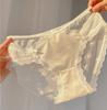 Pantaletas de Encaje Translúcido de Satén Francés para Mujer, Cómodas Braguitas Sexy de Algodón Puro para Niñas al Por Mayor