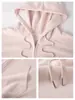 Chamarra sudadera rosa para mujer, nuevo estilo coreano otoño 2026, holgada y casual, para personas petite, cárdigan con capucha y cierre para otoño