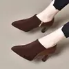 Zapatos de tacón alto de corte profundo mate para mujer, nuevo estilo otoño 2026, tacón grueso, punta fina, zapatos de salón elegantes, cómodos zapatos profesionales para el trabajo para mujer