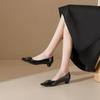 Zapatos de Moda de Tacón Alto Pequeño Estilo Nuevo de Primavera para Mujer, Tacones Gruesos de Piel Suave, Suelas Suaves Cómodas, Zapatos de Salón Elegantes de Boca Baja