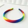 Faixa de Cabelo Arco-Íris Nova Moda Transfronteiriça com Listras Coloridas, Faixa de Esponja Alta, Presilha de Cabelo para Mulheres, Acessório de Cabelo Versátil