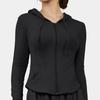 Casaco de roupas de ioga feminino com bolso com zíper slim-fit com capuz Top esportivo ao ar livre Corrida ao ar livre Treinamento Roupas de ginástica com capuz