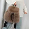 Bolsa de Doble Hombro para Mujer de Piel Sintética de Zorro Nueva Colección Otoño/Invierno 2026 Gran Capacidad Casual Versátil Mochila Peluda Moderna Versátil