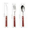 Conjunto de Talheres de Aço Inoxidável com Cabo de Madeira Transfronteiriço Criativo Talher Ocidental para Bife Conjunto de Três Peças Grau Alimentar