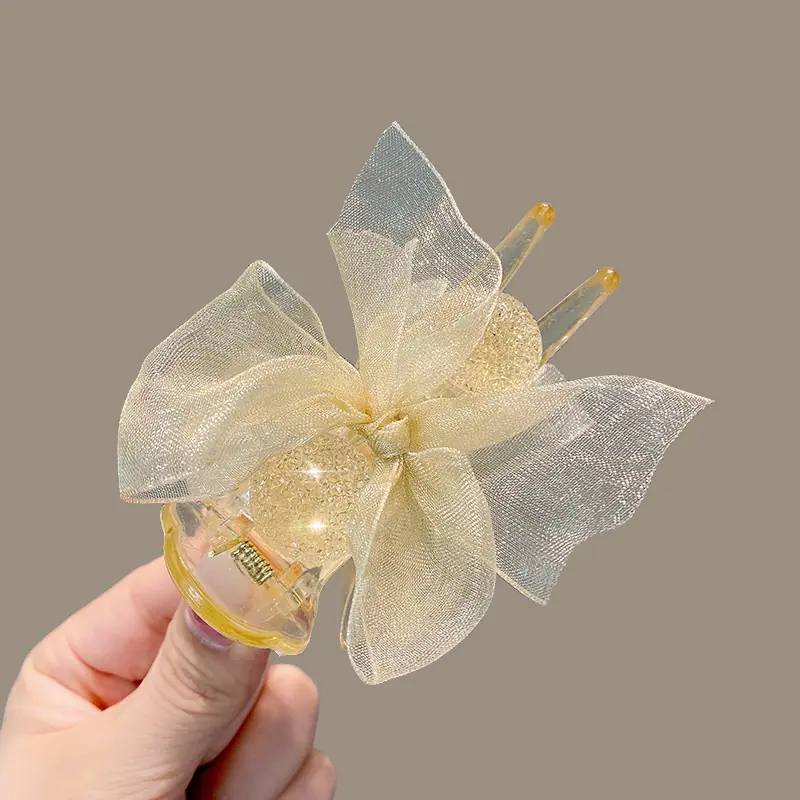 两颗珠加蝴蝶结：透明黄