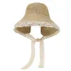 Sombrero de Paja para Mujer 2026 Nuevo Estilo de Verano Sombrero de Paja Calado con Encaje Sombrero de Sol para Viaje Sombrilla de Ala Grande para Playa