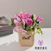 Hortensia Rosa Pequeño Bonsái Flores Artificiales Sala de Estar Estudio Flores Falsas Artificiales Decoración de Escritorio de Oficina Pequeños Adornos en Maceta