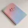Caderno A5 Espiral Duplo, Novo Material Transfronteiriço com Glitter e Materiais Brilhantes, Capa de PP Impermeável Portátil com Espiral de Ferro e Impressão UV