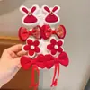 Horquilla Roja Infantil para Festival de Primavera, Pin de Tela Roja con Puntos Blancos Lindo para Niña con Lazo, Horquilla con Ambiente de Año Nuevo