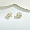 Aretes Redondos Vintage Estilo Francés Turquesa con Perlas Pequeñas, Ambiente de Vacaciones, Atmósfera Marina, Plata 925, Suministro Transfronterizo