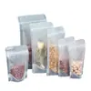Sacos Autoadesivos Foscos para Frutas Secas e Chá de Flores, Sacos com Fecho de Zíper, Sacos Transparentes Foscos com Fundo Estável, Sacos de Embalagem com Fundo Plano para Biscoitos e Doces