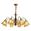 Lámpara de araña vintage estilo francés para sala de estar, luz ámbar, nueva lámpara de madera maciza retro Maillard para dormitorio principal y comedor, lámpara de cristal casagd