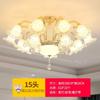 Candelabro de Sala de Estar de Estilo Francés, Lujoso y Elegante, Pantalla de Cerámica Cristal Azul, Orientado Hacia Abajo, Dormitorio, Comedor, Lámparas Simples de Estilo Europeo