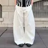 Nuevos pantalones de banana unisex retro americano de moda, ajustados, de corte cruzado, jeans blancos versátiles de pierna ancha