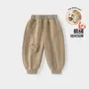 Pantalones para Niños Otoño e Invierno Nuevos Pantalones Deportivos para Niños Marrón Pantalones de Chándal para Niños 2025 Nuevos Pantalones Cálidos de Felpa para Bebé