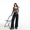 Jeans de Pierna Ancha Sueltos Color Azul Tannin para Mujer Otoño 2024 Nuevos Elásticos Adelgazantes Diseño Perezoso Pantalones de Mopa