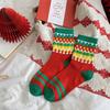 Meias vermelhas femininas de comprimento médio para outono e inverno, quentes, moda celebridade da internet, meias femininas de Natal, desenhos animados fofos, atacado