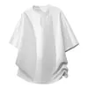 2026 "Estilo Novo de Verão" Camiseta Americana de Manga Curta para Homens com Gola Canelada, Camiseta de Meia-Manga em Branco, Cinza e Preto com Gola Alta