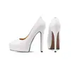Sapatos Femininos Sexys de Couro Genuíno com Salto Ultra Alto de 14cm e Plataforma Grossa, Estilo Comércio Exterior, Salto Fino, Bico Redondo, Salto Altíssimo, Boca Rasa, para Pessoas Baixinhas