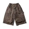 Pantalones Cortos de Mezclilla Estampado de Leopardo Estilo Americano para Hombre, Moda Callejera de Verano Hip-Hop Ins Sueltos Casual Nicho Rectos