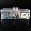 Caja de almacenamiento transparente de inyección de tres compartimentos de cristal con tapa para algodón cosmético, protección ambiental, caja de almacenamiento para bastoncillos de algodón, caja cosmética, caja de joyería