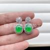Brincos de Calcedônia Verde Imperial Incrustados com Pino de Prata 925, Brincos de Jade Incrustados com Ouro Ágata, Brincos de Joias de Jade, Suprimento para Transmissão ao Vivo