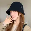 Sombrero de Pescador de Lana de Color Sólido Otoño e Invierno para Mujer, Sombrero de Cubo con Forma de Trébol, Circunferencia de Cabeza Elástica, Sombrero de Cubo Grueso de Moda para Mujer