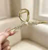 Presilha Garra Completa de Diamante Estilo Luxo Leve Espiga de Trigo para Mulheres Presilha Tubarão de Pérola de Alta Qualidade Grande Presilha de Metal para Cabelo Presilha para Coque na Nuca