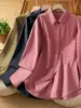 Primavera 2026 Nueva Camisa Casual de Algodón Chaqueta Holgada Talla Grande Artística Retro Camisa Gruesa de Manga Larga Top de Moda