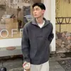 Direto da Fábrica Estilo Preguiçoso Malha Outono/Inverno Solta Versátil Peça de Sobrepor Suéter com Meio Zíper Gola Alta Masculino Toque de Luxo
